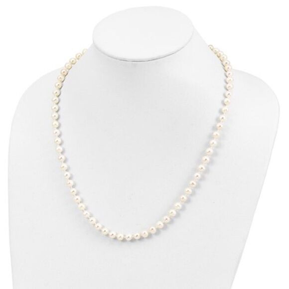 Jewelry - Sterling Silver Rhodium 6-7mm White Freshwater Cultured Pearl Necklace